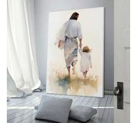 Guidance divine Jésus et l'enfant marchant sur des images pour le salon, peintures de rue, toile colorée, art mural pop moderne, décoration d'intérieur, tendue, prête à accrocher, 20 x 30 cm