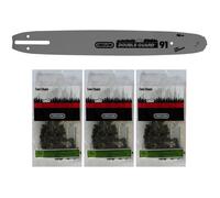 Guide 14 pouces avec lot de 3 chaînes 52 maillons OREGON pour tronçonneuse GT ELEC