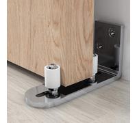 Guide au sol en acier inoxydable chromé pour portes coulissantes de grange - Fixation murale et réglable pour sécuriser le mouvement du panneau de porte