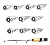 Guide Canne à pêche 10 pièces Embouts réparation Canne à pêche Embout Terminal céramique INOX Anti-Corrosion Lisse Jet Casting Spinning