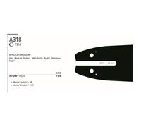 GUIDE CHAINE TRONCONNEUSE OREGON 120SDEA318 - 30CM - 12' - 3/8LP - 0.50 - 1.3MM - 44 MAILLONS - 44 E