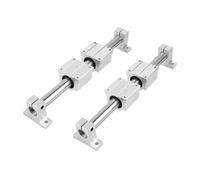 Guide coulissant linéaire miniature 4 Blocs Coulissants SCS10UU + 2 Rails Linéaires Cylindriques D'axe Optique De 10 Mm + Support D'arbre SK10(600mm)