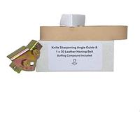 Guide d'angle d'affûtage de couteaux et ceinture d'affûtage en cuir de 2,5 x 76,2 cm avec composé