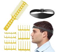 Guide de coupe de cheveux - Guide de coupe de cheveux à domicile - Modèle de bande en silicone, 7 accessoires de dents de peigne et pour homme et femme