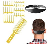 Guide de coupe de cheveux, Guide de coupe des cheveux réglable et modèle de rasage du décolleté, Modèle de bande de en silicone, 7 accessoires de dents de peigne et peigne pour hommes et femme