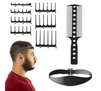 Guide de coupe de cheveux pour homme - Kit de coupe de cheveux à domicile, kit de coupe de cheveux de, modèle de bande en silicone, 7 accessoires de dents de peigne et outil de coiffage