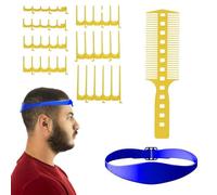 Guide de fondu pour hommes - Guide de coupe des cheveux réglable et modèle de rasage du décolleté - Modèle de bande de cheveux en silicone, 7 accessoires de dents de peigne et peigne pour hommes et fe