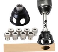 Guide de forage portable, gabarit de perceuse pour trous droits, gabarit cheville autoproclace en alliage en aluminium 9pcs avec des bagues 3 à 10 mm pour outil menuise