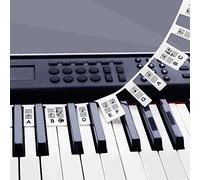 Guide de note de piano 61 touches, étiquette de guide de note de piano pour les débutants et à apprendre, réutilisables sans autocollants, est livré avec une boîte (Noir)
