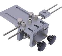 guide de perçage 3 en 1, épaisseur de perçage réglable de 10 à 180 mm, plusieurs tailles de douilles de perçage 6/8/10 mm, construction durable en alliage d'aluminium, gris foncé