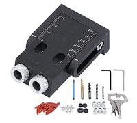Guide de perçage à trou borgne 15° en alliage d'aluminium - Gabarit de menuiserie pour assemblage précis du bois avec 6 douilles interchangeables