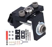 Guide de Perçage Bois 3 en 1, Gabarit Réglable Aluminium, Jusqu’à 52mm d’Épaisseur - Précision Optimale, Multi - Forages 8/10 / 15mm, Idéal Bricolage et Menuiserie