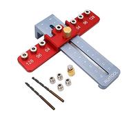 Guide de Perçage Bois, Gabarit pour Poignée de Meuble, Petit Outil Précis en Alliage d'Aluminium Rouge et Gris - Positionnement Rapide, Durable, pour Menuisiers et Professionnels