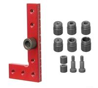 Guide de perçage de cheville avec broche auto-centrante, localisateur de centre carré pour trous de 2 à 10 mm, kit d'outils de localisation en alliage d'aluminium anodisé rouge (métrique)