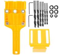 Guide de Perçage pour Chevilles, Alignement Droit du Bois, Outil Jaune | Acier Inoxydable et Plastique, Calibrage Clair, Aide Portable Forets, pour Menuiserie et Fabrication D’armoires