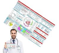 Guide de poche ECG, carte de frein ECG, manuel de référence de pliage, pratique pour les examens et le diagnostic médical (30 x 15 cm)