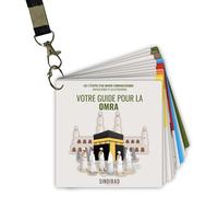Guide de poche Omra en Français/Phonétique/Arabe - En Couleur avec Lanière Tour de Cou - Étapes Petit Pèlerinage - Ihram - Livret Pratique avec Illustrations et Invocations - Islam