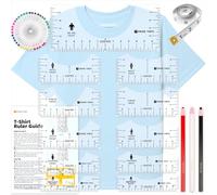 Guide de règle pour l'alignement du vinyle pour 17 pièces, règle de t-shirt pour presse à chaud Cricut HTV Vinyl Center Designs, règles de t-shirt pour travaux manuels et couture