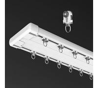 Guide de rideau de luxe robuste en aluminium à double voie, rail de rideau de plafond flexible pour séparateurs de pièces, chambres, camping-cars, salles de douche (D, 3,1 m)