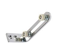 Guide de stabilisation de porte de grange, rouleau inférieur réglable à montage encastré, doubles roues murales pour un contrôle et une sécurité améliorés de la porte, finition élégante argent