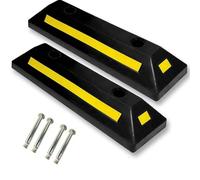 Guide de trottoir de stationnement en caoutchouc - Butée de roue d'allée avec bandes réfléchissantes jaunes pour voiture, camion, camping-car, remorque - 54 x 14 x 9 cm