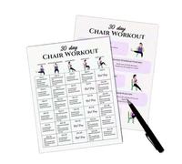 Guide d'entraînement en papier, affiche d'exercice de chaise, tableau de fitness de 25,4 x 20,9 cm avec guide visuel, manuel imprimé pour les personnes âgées, feuille d'instructions avec design clair