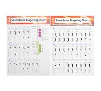 Guide des bases du tableau des doigtés du saxophone avec papier couché | Apprenez le doigté de la tessiture standard avec ce guide de base du saxophone portable pour débutants utilisant du papier co