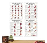 Guide d'étirement assis - Guide d'étirement assis pour débutants avec 4 pièces d'art mural | Table de yoga à domicile pour fitness, flexibilité et entraînement d'équilibre, décoration de bureau et