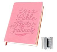 Guide d'étude biblique de 66 pages, journal d'étude quotidien de dévotion biblique, couverture en cuir synthétique, plan d'étude biblique avec citations écritures, carnet de réflexions pour prière
