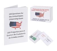 Guide d'étude du test de citoyenneté américaine 2025 avec livret bilingue - anglais/espagnol, cartes flash de citoyenneté américaine 2025, cartes flash bilingues pour test civique américain, 100