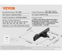 Guide d'onglet de précision VEVOR, 15 positions d'arrêt positives, alliage d'aluminium durable, 18 en grille