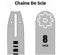 Guide et Chaine Tronconneuse 8 pouces Compatible avec Ryobi Sunjoe Greenworks et autres Barre et 2 chaines