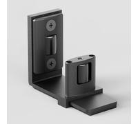 Guide réglable en bas de porte de grange, rail de sol avec poulie noire anti-balancement, système de rouleau de matériel empêchant le mouvement de balancement