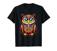Guide spirituel du festival psychédélique ouvert au troisième œil avec hibou arc-en-ciel T-Shirt