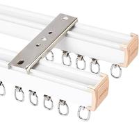 Guide-Trousse à Rideaux Double Rail fixé au Plafond, Blanc, Longueur 1 à 8 m, pour hôpitaux, Bureaux et hôtels (200 cm / 6,6 pi)