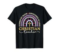 Guided by Faith Love Jesus Cross Leopard Christian Teacher T-Shirt