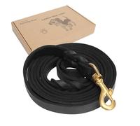 Guiding Star Laisse pour Chien en Cuir Noir - 1,8 m - Souple et Durable - Fait à la Main - Solide - pour Dressage de Chien de Grande et Moyenne Taille