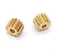 GuidNaurys 2 pièces 0,3 M 15T 5,1 mm de diamètre 4 mm d'épaisseur engrenage droit plat en cuivre 1 mm 1,5 mm 2,3 mm arbre ajustement serré 0,3 module 15 dents pignon droit