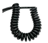 GuidNaurys Câble électrique à ressort spiralé à 3 conducteurs, longueur de ligne 2,5 mètres, extensible jusqu'à 1,25 mètre, cordon noir Cordon rétractable(20AWG)