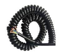 GuidNaurys Câble spiralé noir carré à 5 conducteurs de 0,5 mm, 20 AWG, fil à ressort extensible Cordon rétractable(Line length 5 meters)