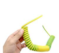 GuidNaurys Câble télescopique spiralé à ressort de 3 mètres jaune vert 1 fil de terre Cordon rétractable(13AWG)