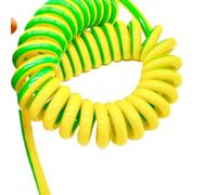 GuidNaurys Cordon électrique extensible à ressort de 17 mètres, 1 noyau, jaune et vert, for extérieur, en cuivre, avec mise à la terre Rétractable(9AWG 6mm2)