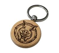 Guido Jakobs Fotografie Porte-clés en bois cochon porte-bonheur 31203, multicolore, S