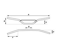 Guidon aluminium MX 22.2 mm bleu HR6061 / Ø22.2mm / L796mm / H89mm