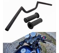 Guidon de moto AnXin 7/8'' 22 mm avec poign es en caoutchouc, style Cafe Racer Ace Clubman, universel pour application personnalis e Bobber, noir