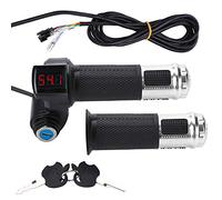Guidon de Poignée des Gaz Régularisateur Accélérateur Électrique avec l'Affichage à LED et Verrouillage du alimentation pour Scooter Vélo VTT (Couleur: Argent)