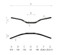 GUIDON MOTO CROSS OFF-ROAD DOMINO POUR L 810 MM NOIR