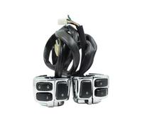 Guidon Moto phare Bouton Interrupteur Harnais De Commande De Guidon Convient pour Klaxon Et Clignotant Des Pour Sportster Dyna Softail(Silver)