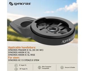 Guidon SYNCROS Fraser IC SL WC/DC/XC et potence XC 1.5/2.0 pour vélo, avec capuchon supérieur en aluminium CNC et support d'ordinateur 0 degré pour Garmin/Wahoo/Bryton 0 Degree care