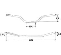 Guidon WRP en aluminium 6082-T6 soufflé et anodisé D 22 mm
